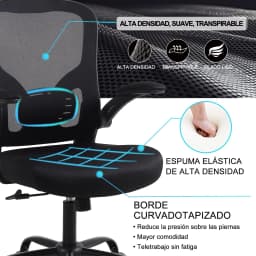 Ralex-chair Office Chair, Desk Chair with Flip-Up Armrests, Ergonomic Mesh Office Chair with Lumbar Support, Black
