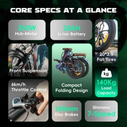 Fafrees Folding Electric Bicycle Adults 20x3.0 Fat Tire City E-bike with 36V 20Ah Removable Battery 100km Range