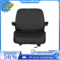 Forklift Seat Easy to Clean Tractor Seat PVC Synthetic Leather Forklift Seat with Armrest for Forklifts/Tractors/Bulldozers