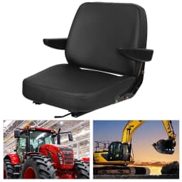 Forklift Seat Easy to Clean Tractor Seat PVC Synthetic Leather Forklift Seat with Armrest for Forklifts/Tractors/Bulldozers