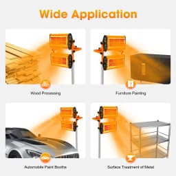Glass Tungsten Infrared Paint Dryer, 2000W 2.62*1.97ft Baking Area Dryer, Paint Curing Equipment for Auto Body Wood Metal