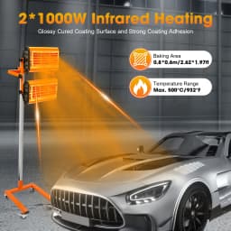 Glass Tungsten Infrared Paint Dryer, 2000W 2.62*1.97ft Baking Area Dryer, Paint Curing Equipment for Auto Body Wood Metal