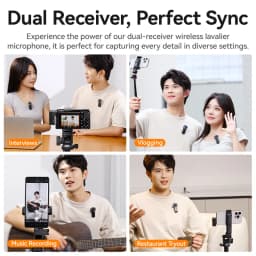 Ulanzi A100 Wireless Lavalier Microphone for Smartphones Cameras 20M Transmission for Street Interviews Vlogging Music Recording