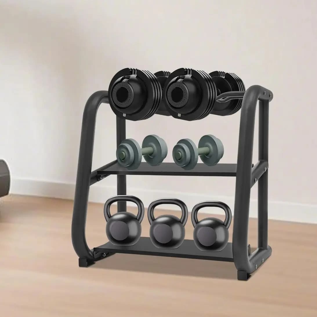 Home Gym Workout Equipment Storage Rack Weight Rack Multifunctional Storage Rack for Kettlebells Dumbbells Barbells