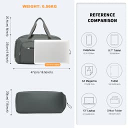 Kono Travel Bag hand luggage Set-2-Piece Weekend bag with Shoe Compartment & Cosmetic Bag bag Multi-chamber Design for Travel Sports