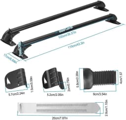 Roof Rack Crossbars, 2Pcs 40'' Universal Aluminum Car Cross Bar Luggage Rack with Adjustable Window Frame & Anti-Theft Design