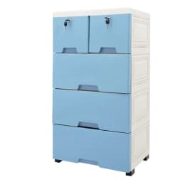6 Drawers Type Combined Locker Clothes Storage Cabinet Large Children Toy Plastic Organizing With Lock 4 Wheel Blue Plastic