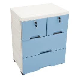 6 Drawers Type Combined Locker Clothes Storage Cabinet Large Children Toy Plastic Organizing With Lock 4 Wheel Blue Plastic