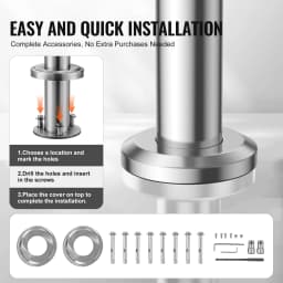 SucceBuy Handrail for Outdoor Transitional Stainless Steel Railings with Installation Kit Double-column Staircase for Porch Deck