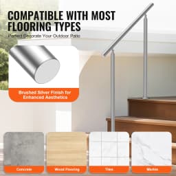SucceBuy Handrail for Outdoor Transitional Stainless Steel Railings with Installation Kit Double-column Staircase for Porch Deck