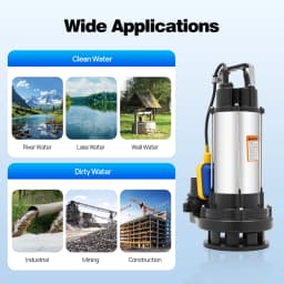 2HP Submersible Water Pump 1500W, 36000L/H Stainless Steel Sump Pump with Float Switch, Clean & Dirty Water Drainage for Swimming Pool, Farm, Industry