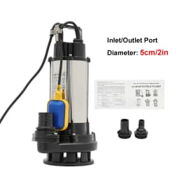 2HP Submersible Water Pump 1500W, 36000L/H Stainless Steel Sump Pump with Float Switch, Clean & Dirty Water Drainage for Swimming Pool, Farm, Industry