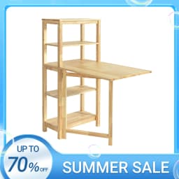 SoBuy FWT70-N folding dining room table with shelf dining table rubber wood folding table desk wooden table
