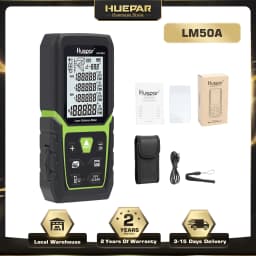 Huepar LM50A Laser Rangefinder 165Ft/ 50M Backlit LCD Laser Measure M/In/Ft with Li-ion Battery & Electric Angle Sensor