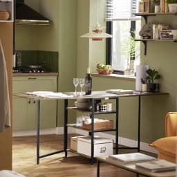 SoBuy FWT62-N folding dining table with 3 shelves, folding table, kitchen table, wooden table, industrial design