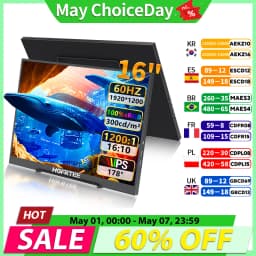 HGFRTEE 16 inch Portable Monitor 100%sRGB FHD 60HZ Laptop Monitor VESA Hole Eye Care External Second Screen for PC Phone MAC