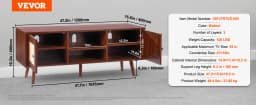 SucceBuy Rattan TV Stand Mid Century Modern TV Stand with Build-in Socket USB Ports Adjustable Shelfs for Living Room Media Room