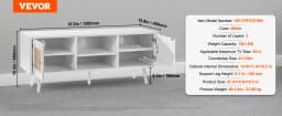 SucceBuy Rattan TV Stand Mid Century Modern TV Stand with Build-in Socket USB Ports Adjustable Shelfs for Living Room Media Room
