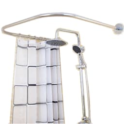 Shower Rail, No Drilling, U-Shape Corner Holder, Arc Bar, Stainless Steel Shower Curtain, Adjustable for Bathrooms