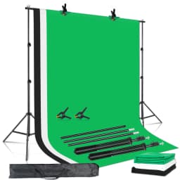 Backdrop Support System Kit With Green Cloth For Muslins Backdrops Telescopic Background Stand Adjustable With Carry Bag Clip