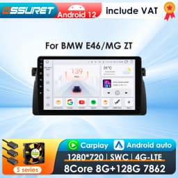 OSSURET CarPlay Android Car Radio For BMW 3 Series E46 M3 318 320 325 330 335 1998-2005 Car Multimedia GPS 2din autoradio 7862