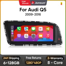 Junsun 8.8 inch Bluetooth Wireless CarPlay Android Auto Car Radio  For Audi Q5 Q5L 2009-2016 GPS Navigation 4G WiFi Multimedia Stereo