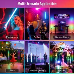 LUXCEO 90cm 4pcs LED Mood Light 4W Remote Control Atmosphere Lights RGB Color Changing Lighting for Bar Party Christmas Decor.