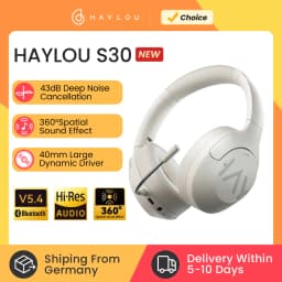 HAYLOU S30 Wireless Bluetooth 5.4 Headphones 43dB Adaptive Noise Cancelling Headsets 40mm Dynamic Driver 80H Playtime Earphones