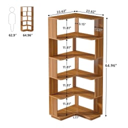 Tribesigns 6 Tier Corner Bookshelf, 64.96 Inch Tall Industrial Corner Bookcase with Anti-Drop Panel,Wood Grain Corner Shelf