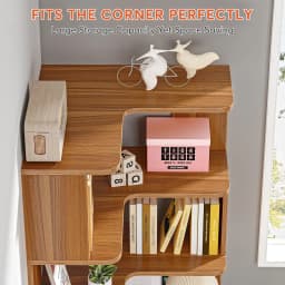 Tribesigns 6 Tier Corner Bookshelf, 64.96 Inch Tall Industrial Corner Bookcase with Anti-Drop Panel,Wood Grain Corner Shelf
