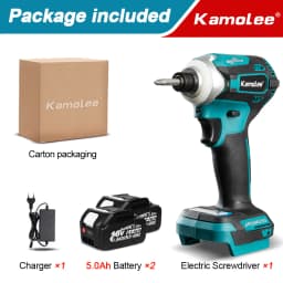 Kamolee 588Nm Cordless Electric Impact Brushless Wrench 5 Speed Screwdriver Power Tool 1/4" with 3 LED Light for Makita Battery