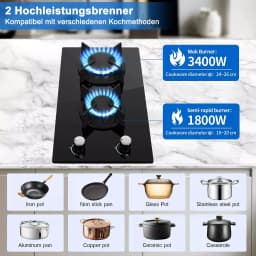 Topstrong 2 Burner Ceramic Glass Built-in Hob Natural Gas Propane Gas Hob YYEUGCT-B02