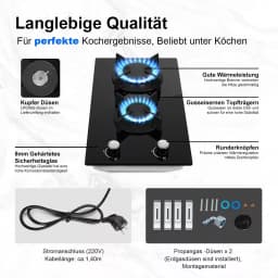 Topstrong 2 Burner Ceramic Glass Built-in Hob Natural Gas Propane Gas Hob YYEUGCT-B02
