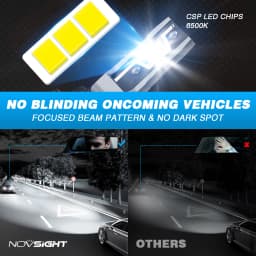NOVSIGHT N57 H7 Super Bright Lamps H4 H11 H8 H9 H1 9005 HB3 9006 HB4 880 881 Mini Size 50W 10000LM Headlamp 6500K White Fog Lamp