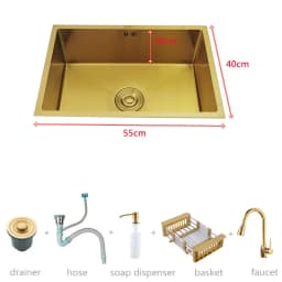 Gold Kitchen Sink 304 Stainless Steel sinks Above Counter or Undermount Installation Single small Bar Golden Washing Basin