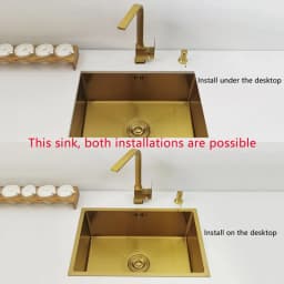 Gold Kitchen Sink 304 Stainless Steel sinks Above Counter or Undermount Installation Single small Bar Golden Washing Basin