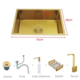 Gold Kitchen Sink 304 Stainless Steel sinks Above Counter or Undermount Installation Single small Bar Golden Washing Basin
