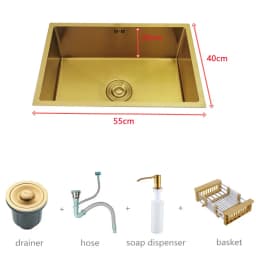 Gold Kitchen Sink 304 Stainless Steel sinks Above Counter or Undermount Installation Single small Bar Golden Washing Basin