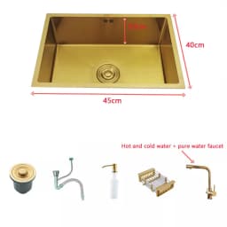 Gold Kitchen Sink 304 Stainless Steel sinks Above Counter or Undermount Installation Single small Bar Golden Washing Basin