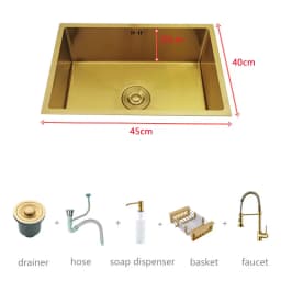 Gold Kitchen Sink 304 Stainless Steel sinks Above Counter or Undermount Installation Single small Bar Golden Washing Basin