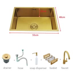 Gold Kitchen Sink 304 Stainless Steel sinks Above Counter or Undermount Installation Single small Bar Golden Washing Basin