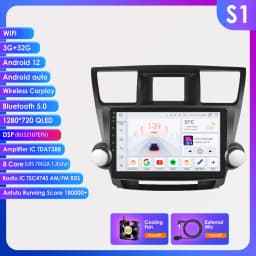 Wireless CarPlay Android Auto Car Radio For Toyota Highlander 2007-2013 Car Multimedia Player GPS Wifi 4G 2din autoradio RDS
