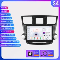Wireless CarPlay Android Auto Car Radio For Toyota Highlander 2007-2013 Car Multimedia Player GPS Wifi 4G 2din autoradio RDS