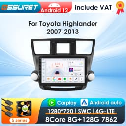 Wireless CarPlay Android Auto Car Radio For Toyota Highlander 2007-2013 Car Multimedia Player GPS Wifi 4G 2din autoradio RDS