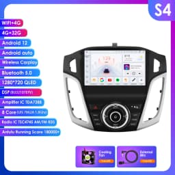 Hizpo 9inch 2Din CarPlay Android Auto Car Radio for Ford Focus 3 MK3 2011 - 2017 Snapdragon6115 GPS Navigation RDS DSP 4G BT SWC 360°CAM