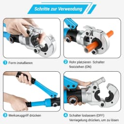 TLGREEN Hydraulic Pipe Crimping Tool with TH16 20 26 32mm Shapes with 360° Rotating Head 16T for Copper/Alu Plastic/Pex/PB Pipe