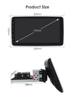 10.1" HIZPO 1Din Universal Android Auto Car Radio 360° Rotatable Screen Multimedia Headunit 4G CarPlay RDS DSP GPS Navi