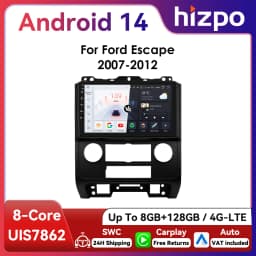HIZPO 2Din 9inch Android Auto Car Radio for Ford Escape 2007 - 2012 Multimedia Navigation GPS 4G BT CarPlay RDS DSP SWC WiFi