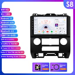 HIZPO 2Din 9inch Android Auto Car Radio for Ford Escape 2007 - 2012 Multimedia Navigation GPS 4G BT CarPlay RDS DSP SWC WiFi