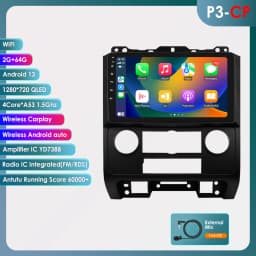 HIZPO 2Din 9inch Android Auto Car Radio for Ford Escape 2007 - 2012 Multimedia Navigation GPS 4G BT CarPlay RDS DSP SWC WiFi